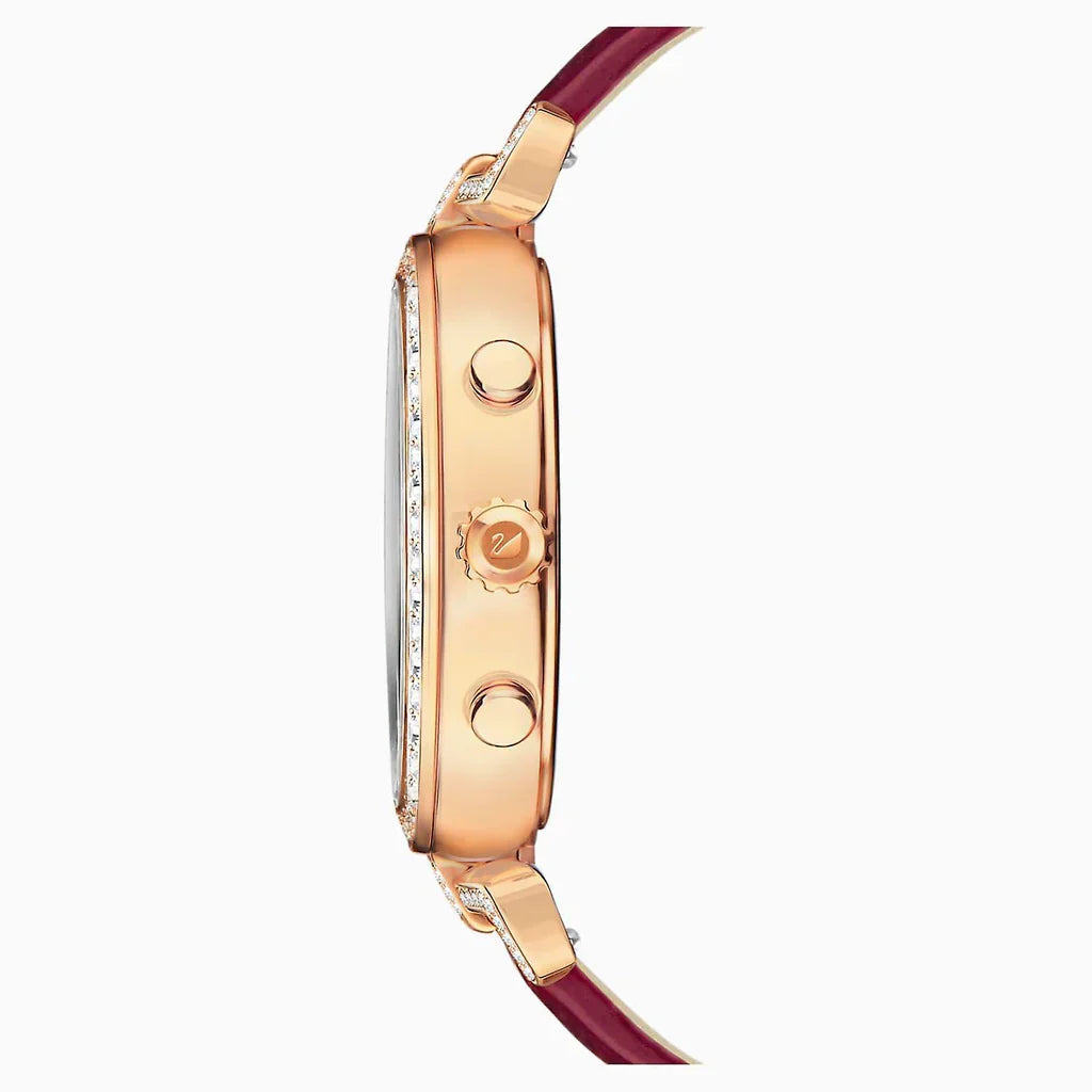 Swarovski Era Journey Red Dial Red Leather Strap Women's Watch 5416701