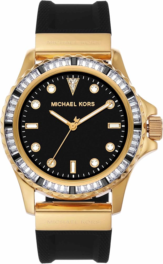 Michael Kors Everest Three-Hand Pavé Black Dial and Silicone Strap Women's Watch - MK7440