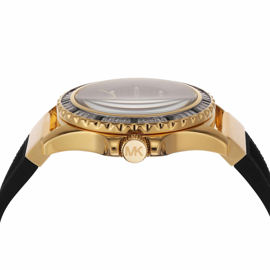 Michael Kors Everest Three-Hand Pavé Black Dial and Silicone Strap Women's Watch - MK7440