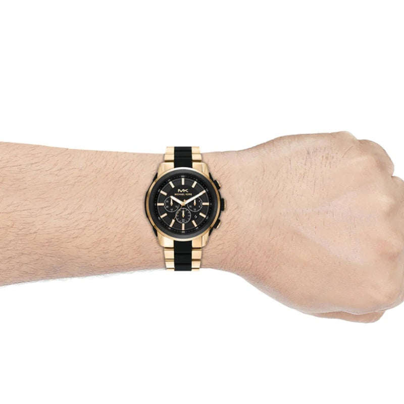Michael Kors Lennox Chronograph Black Dial Two-Tone Men's Watch - MK8990