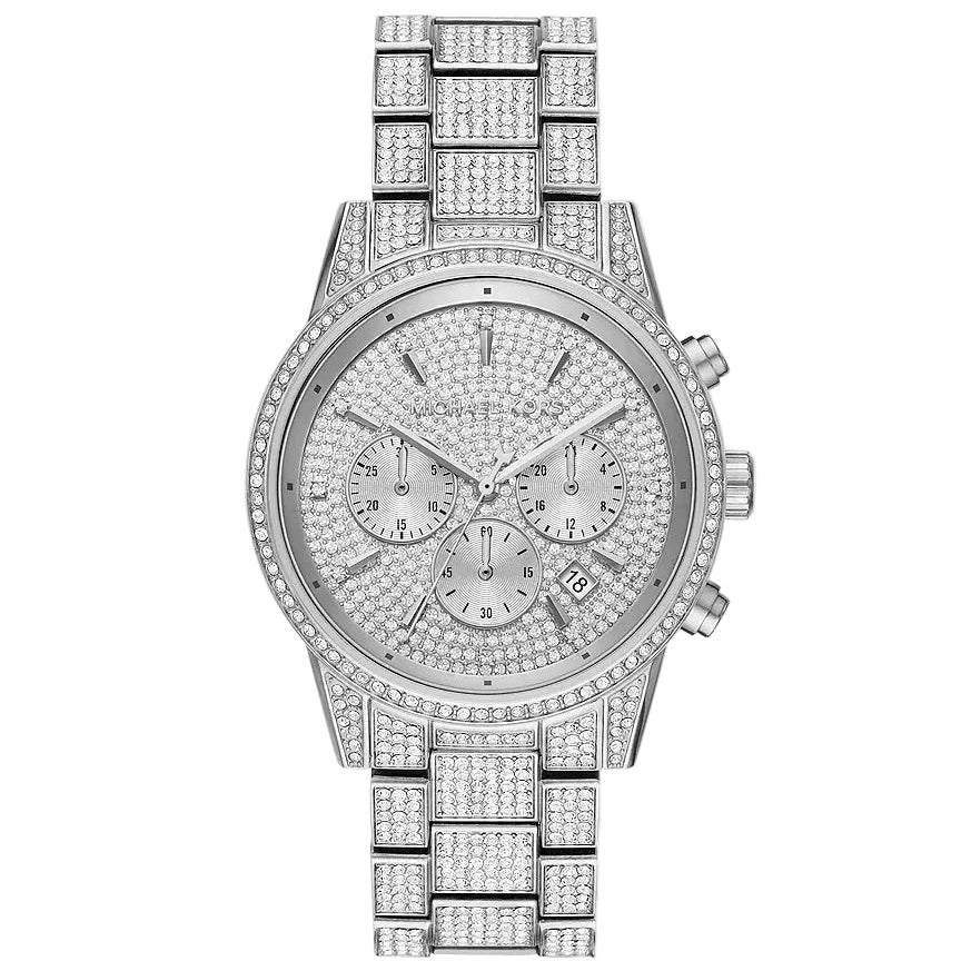 Michael Kors Ritz Pavé Silver-Tone Chronograph Women's Watch - MK6746