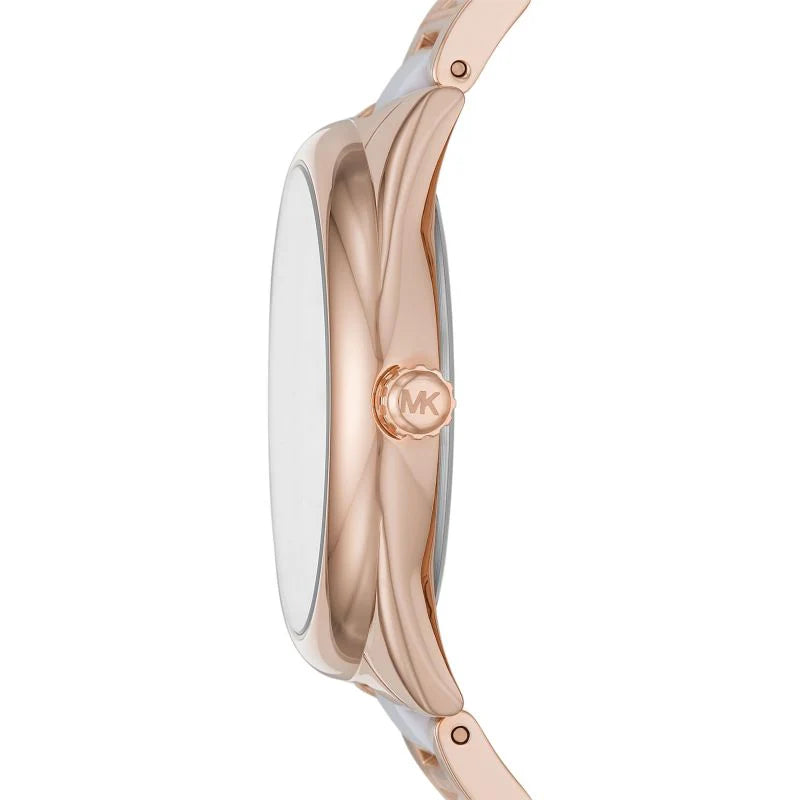 Michael Kors Janelle Three-Hand Rose Gold White Acetate Women's Watch - MK7134