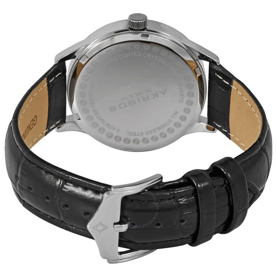 Akribos Champagne Dial Black Leather Men's Watch AK637SSW - Dawson Watches #3