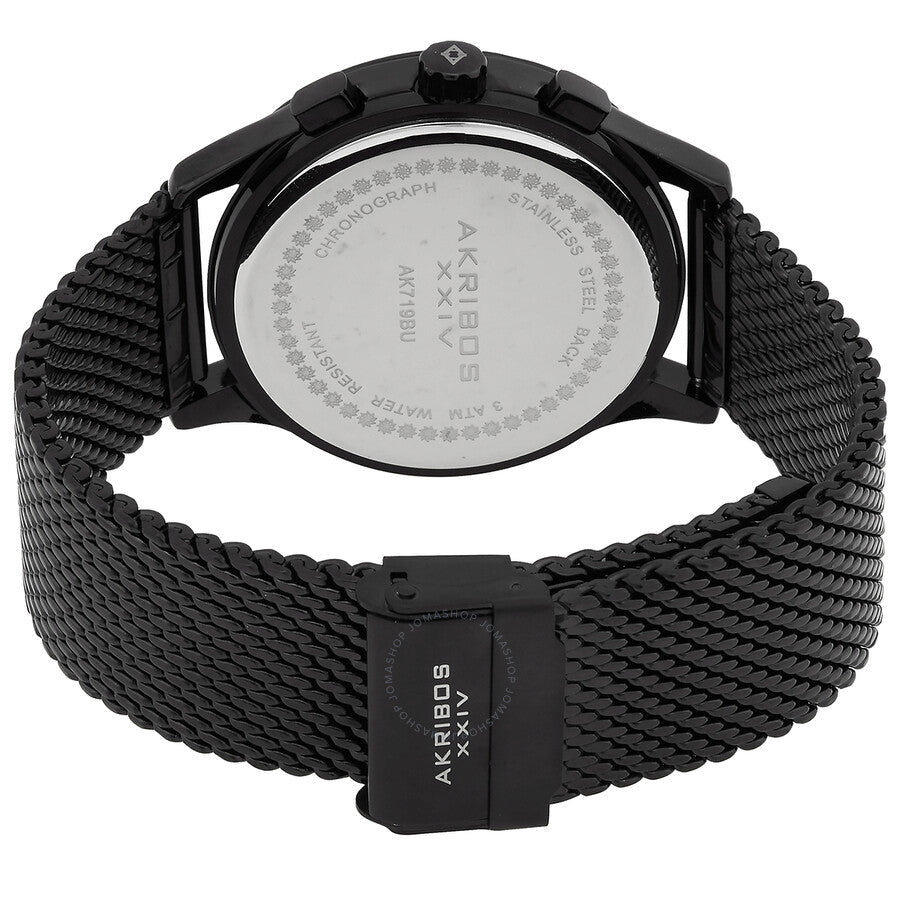 Akribos XXIV Blue Dial Black-plated Mesh Men's Watch AK719BU - Dawson Watches #3