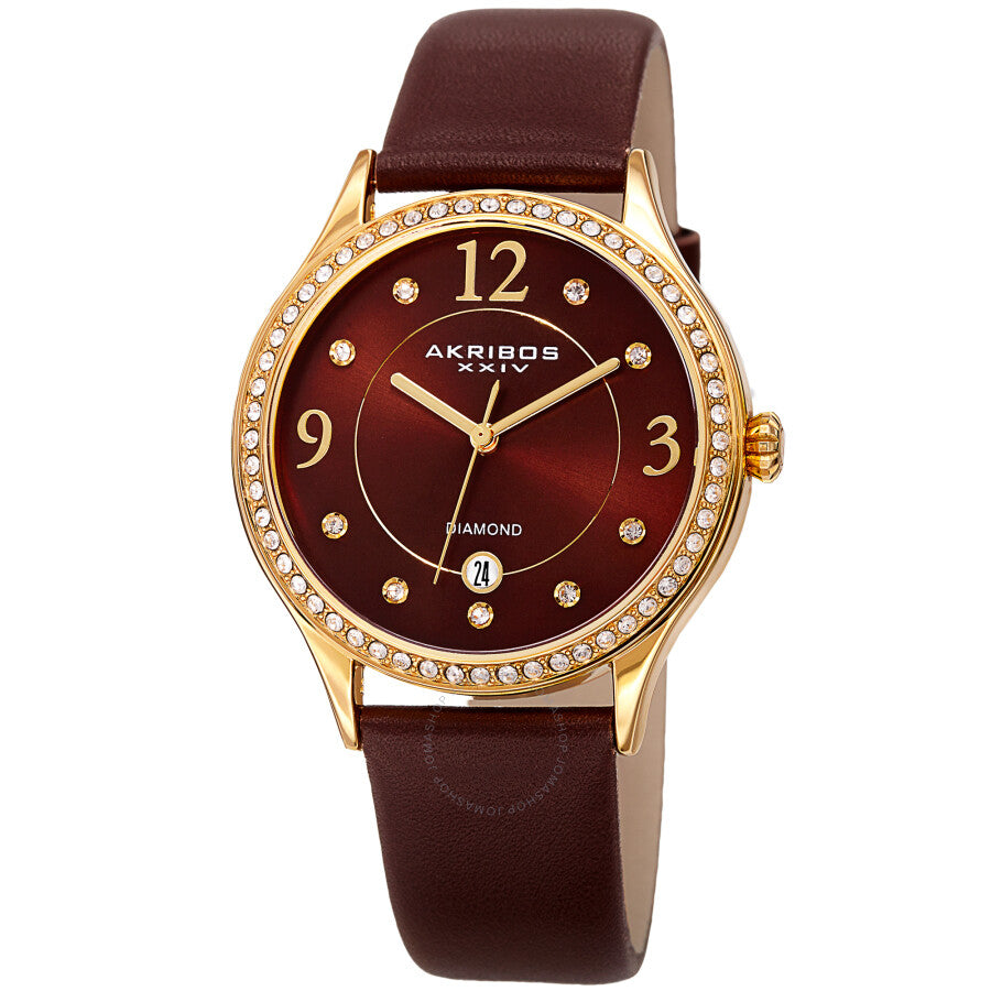Akribos XXIV Quartz Diamond Brown Dial Ladies Watch AK1011BR - Dawson Watches
