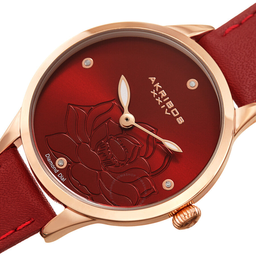 Akribos XXIV Quartz Diamond Red Dial Ladies Watch AK1047RD - Dawson Watches #2