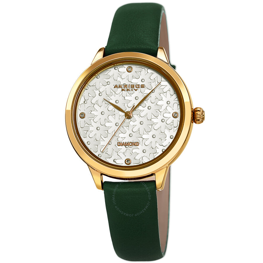 Akribos XXIV Quartz Diamond Silver Dial Ladies Watch AK1051GN - Dawson Watches