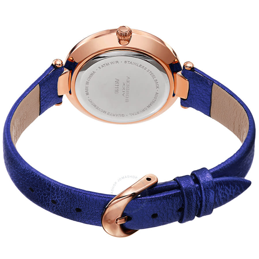 Akribos XXIV Quartz White Dial Blue Leather Ladies Watch AK1116BU - Dawson Watches #4