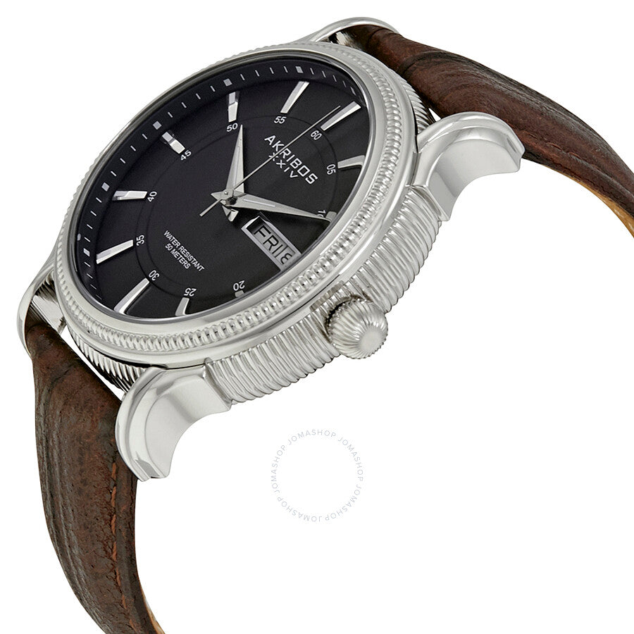 Akribos XXIV Black Dial Brown Leather Men's Watch AK726BR - Dawson Watches #2