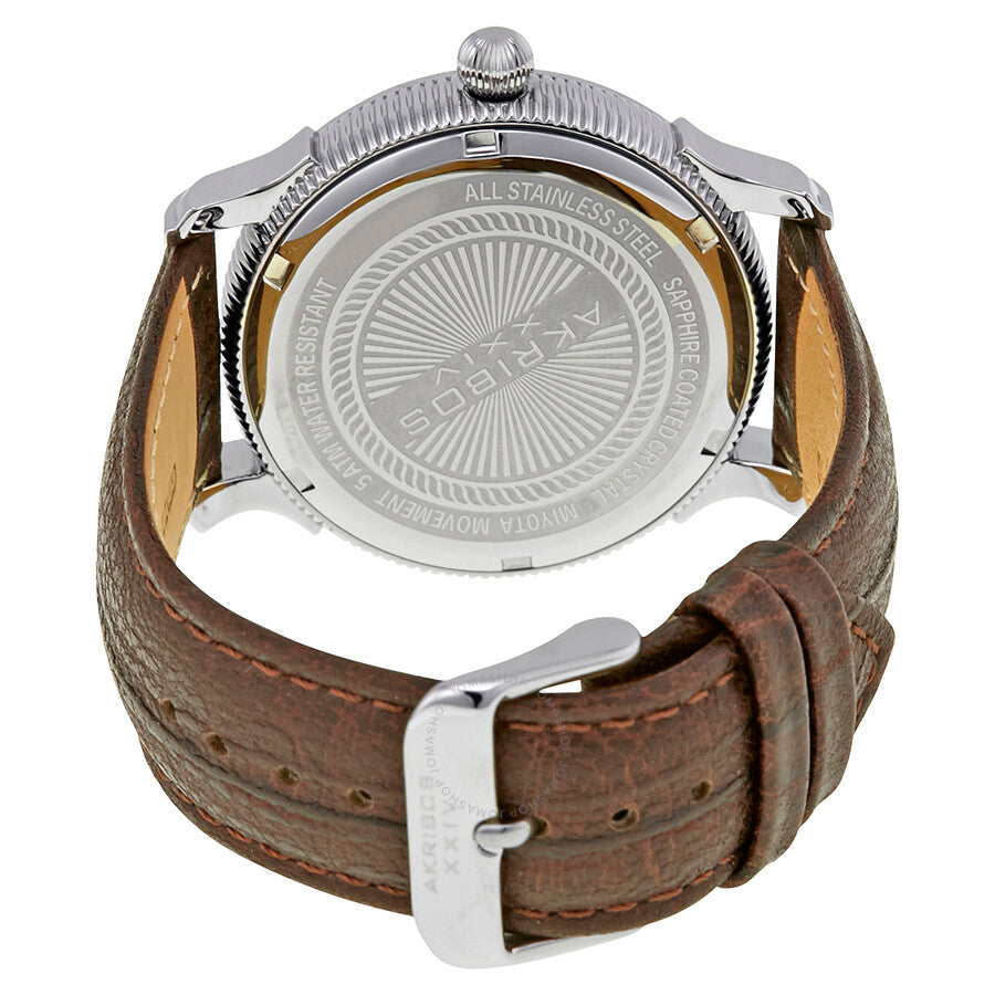 Akribos XXIV Black Dial Brown Leather Men's Watch AK726BR - Dawson Watches #3