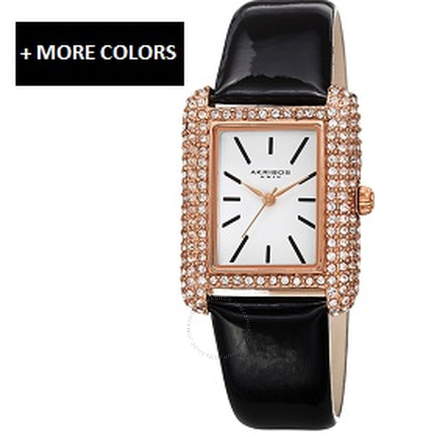 Akribos XXIV White Dial Black Leather Ladies Watch AK1068BK - Dawson Watches