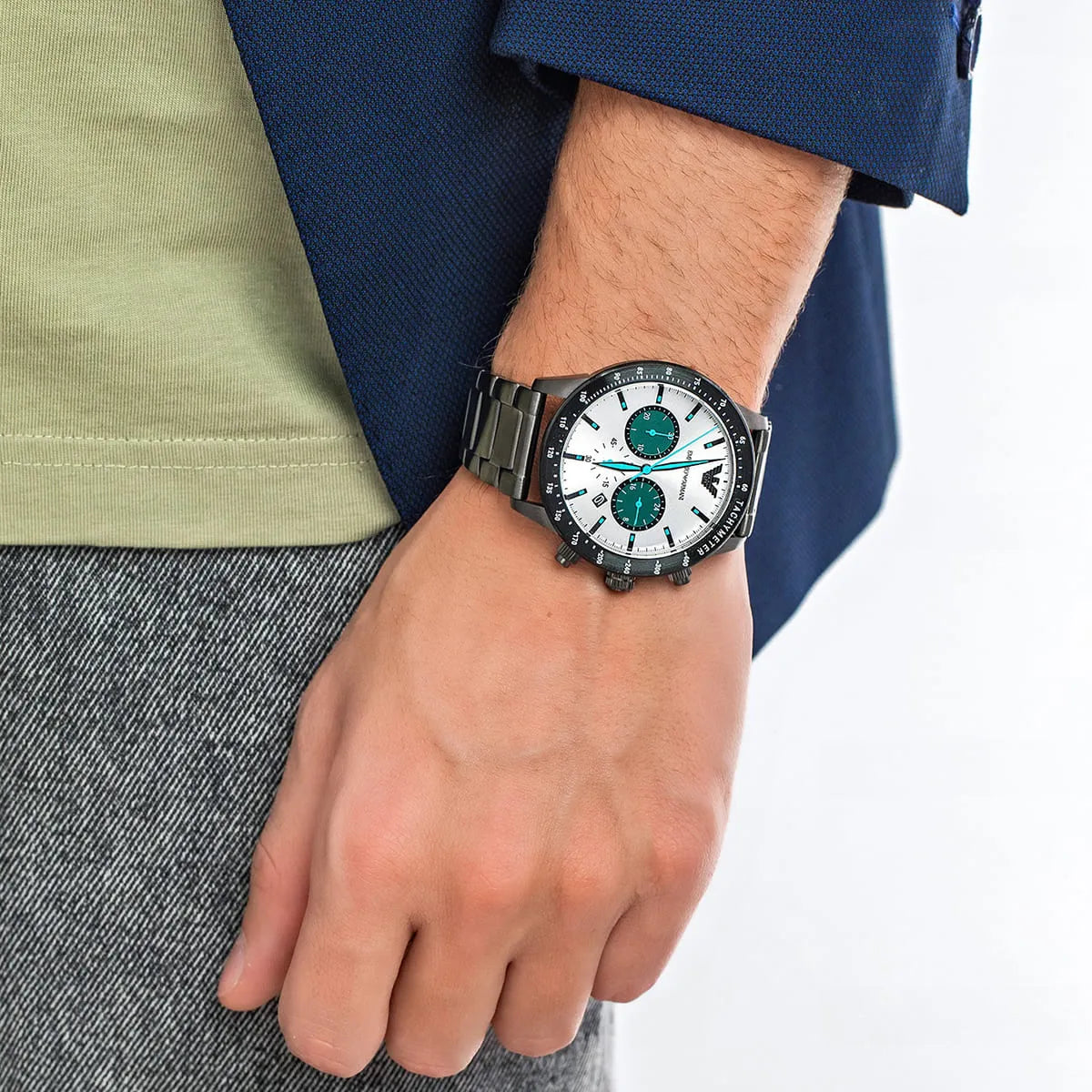 Emporio Armani Mario Chronograph Multicolor Dial Gunmetal Men's Watch - AR11471