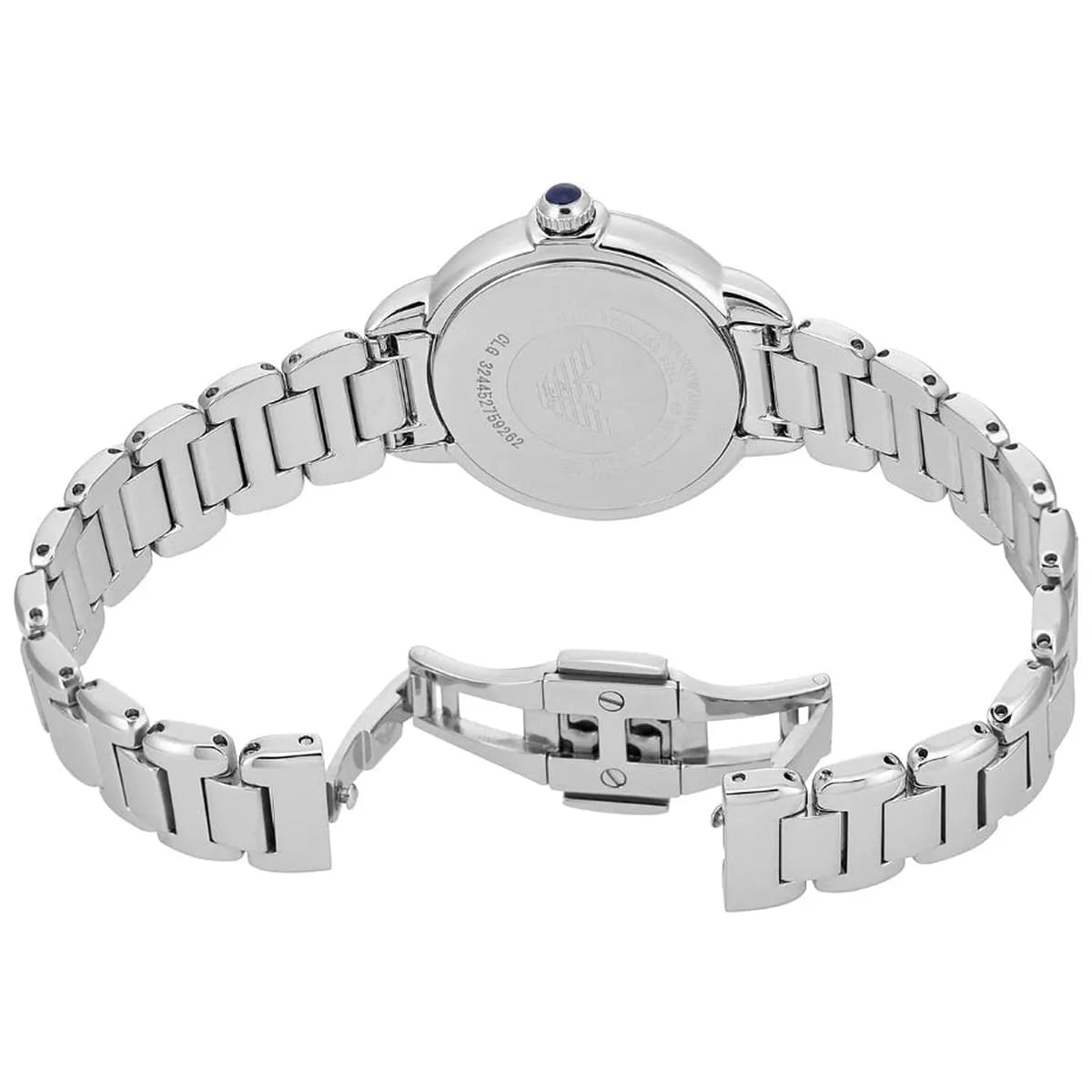 Emporio Armani Gianni T-Bar Blue Sunray Crystal Dial Silver Women's Watch - AR11627