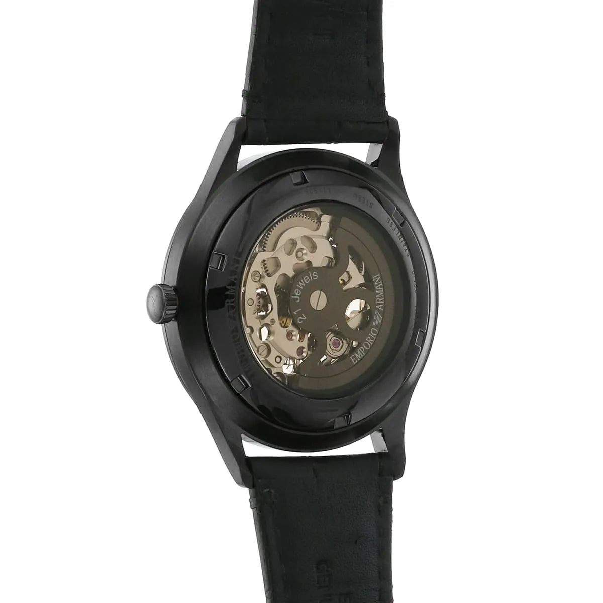 Emporio Armani Beta Meccanico Automatic Black Genuine Leather Men's Watch - AR1923