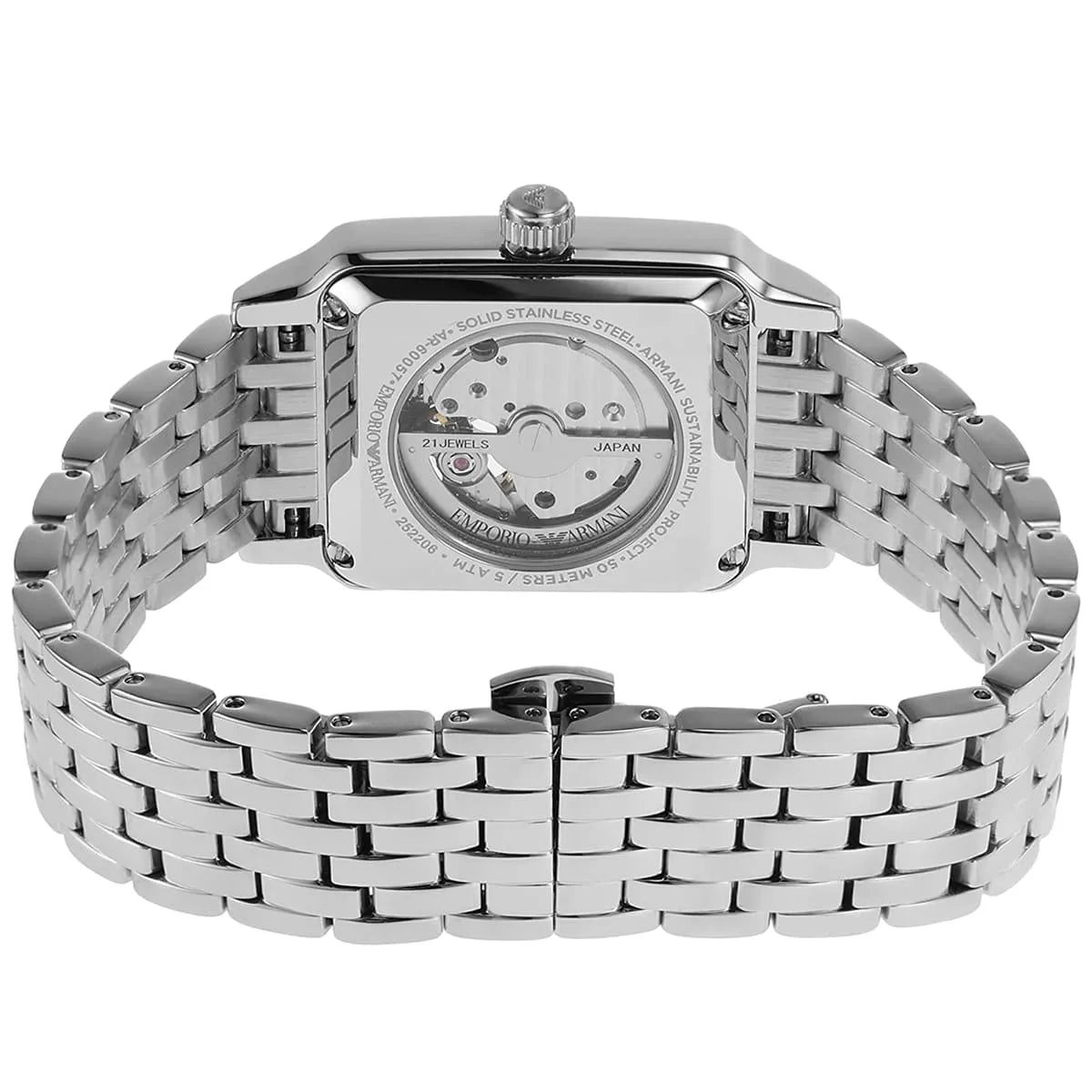 Emporio Armani Diego Automatic Rectangle Silver Men's Watch - AR60057