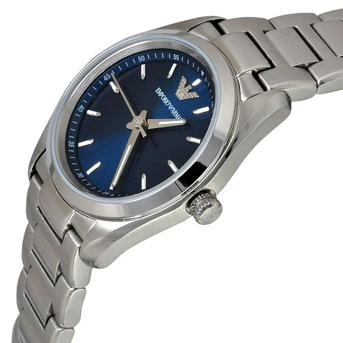 Emporio Armani Tazio Small Sunray Blue Dial Silver Women's Watch - AR6029