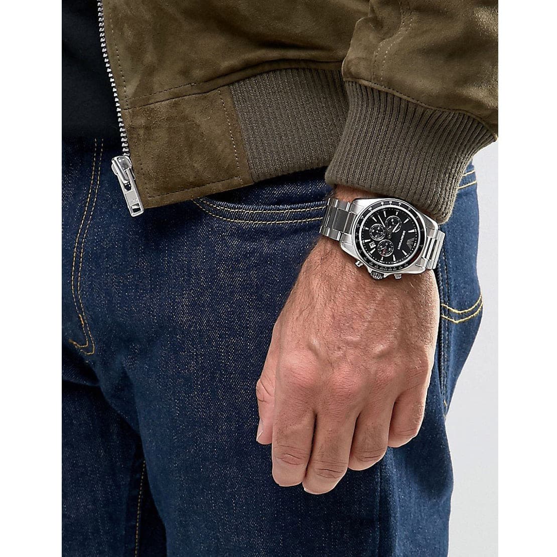Emporio Armani Sigma Chronograph Black Dial Silver Men's Watch - AR6098