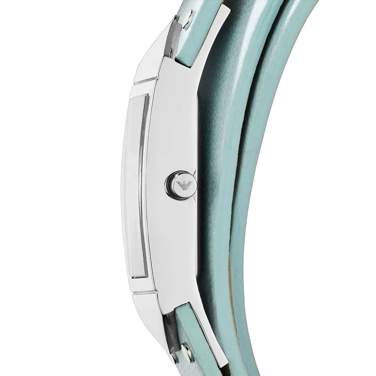 Emporio Armani Marco Catwalk Rectangular Wrap-Around Blue Genuine Leather Women's Watch - AR7355