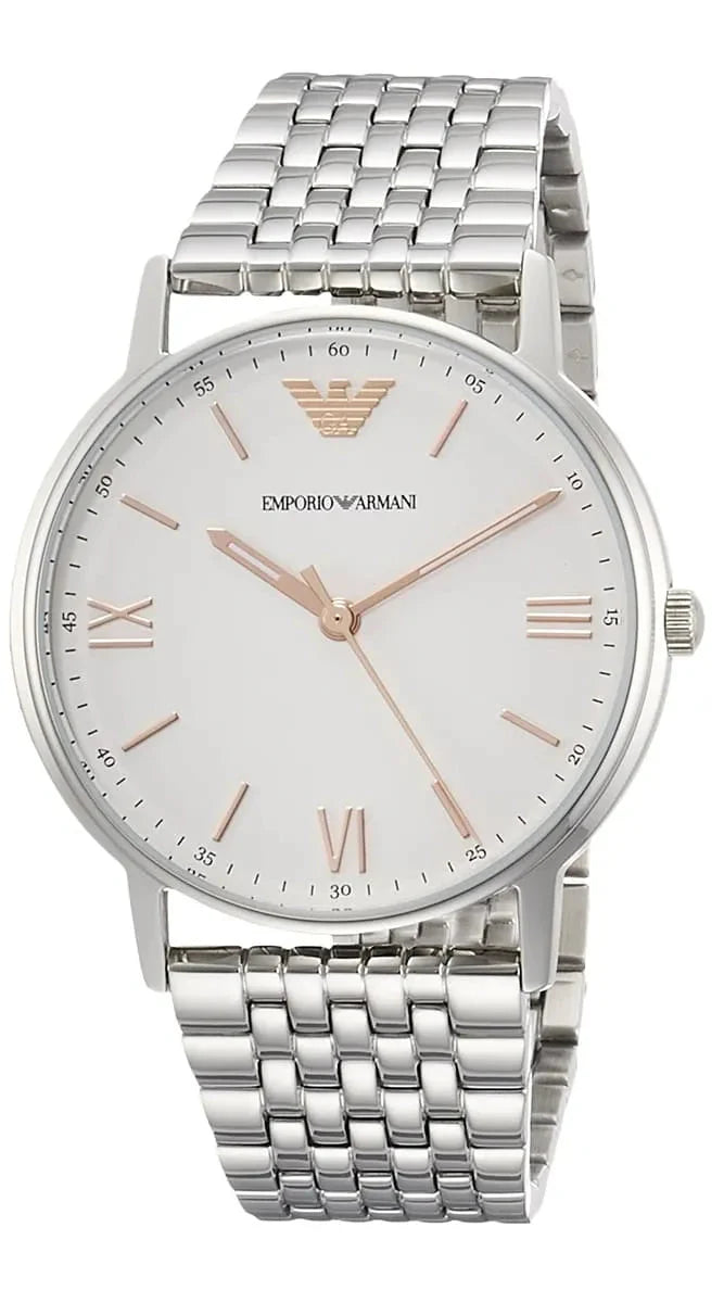 Emporio Armani Kappa White Dial Silver Men's Watch - AR80014