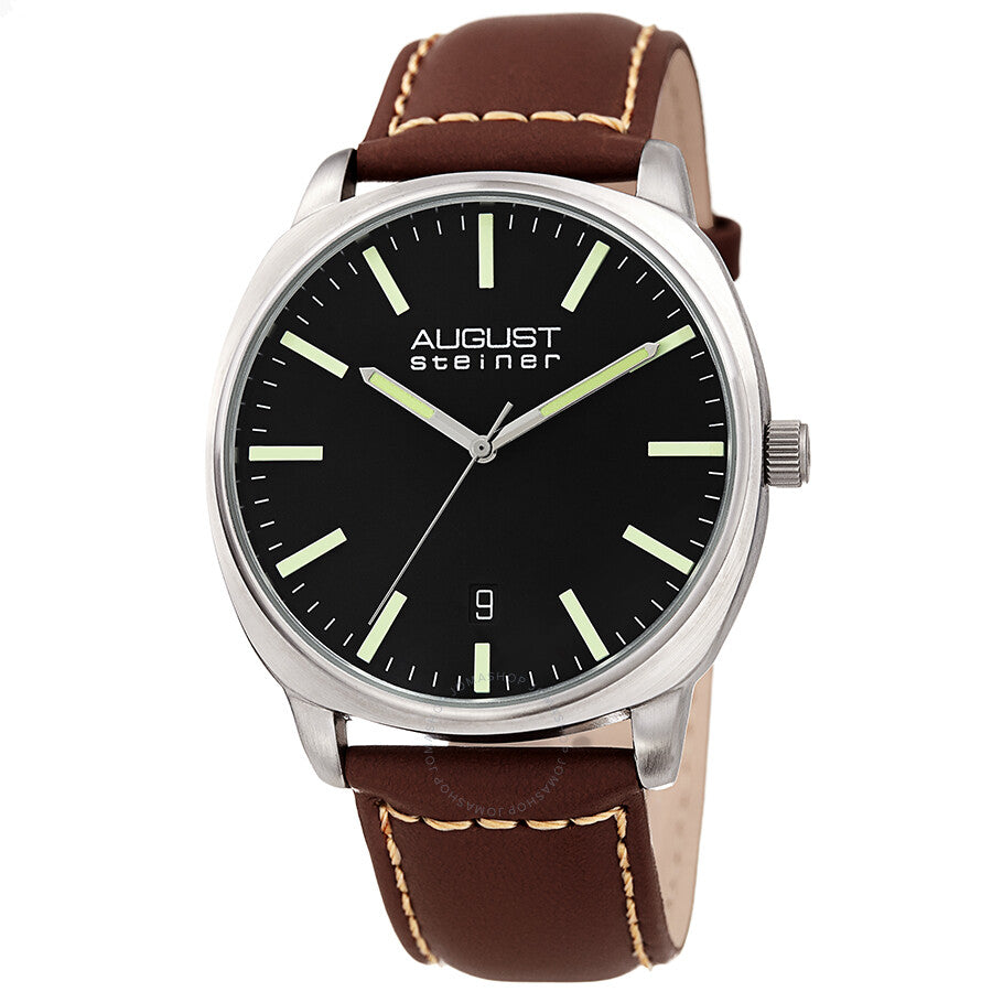 August Steiner Black Dial Brown Leather Men's Watch AS8245SSBR - Dawson Watches