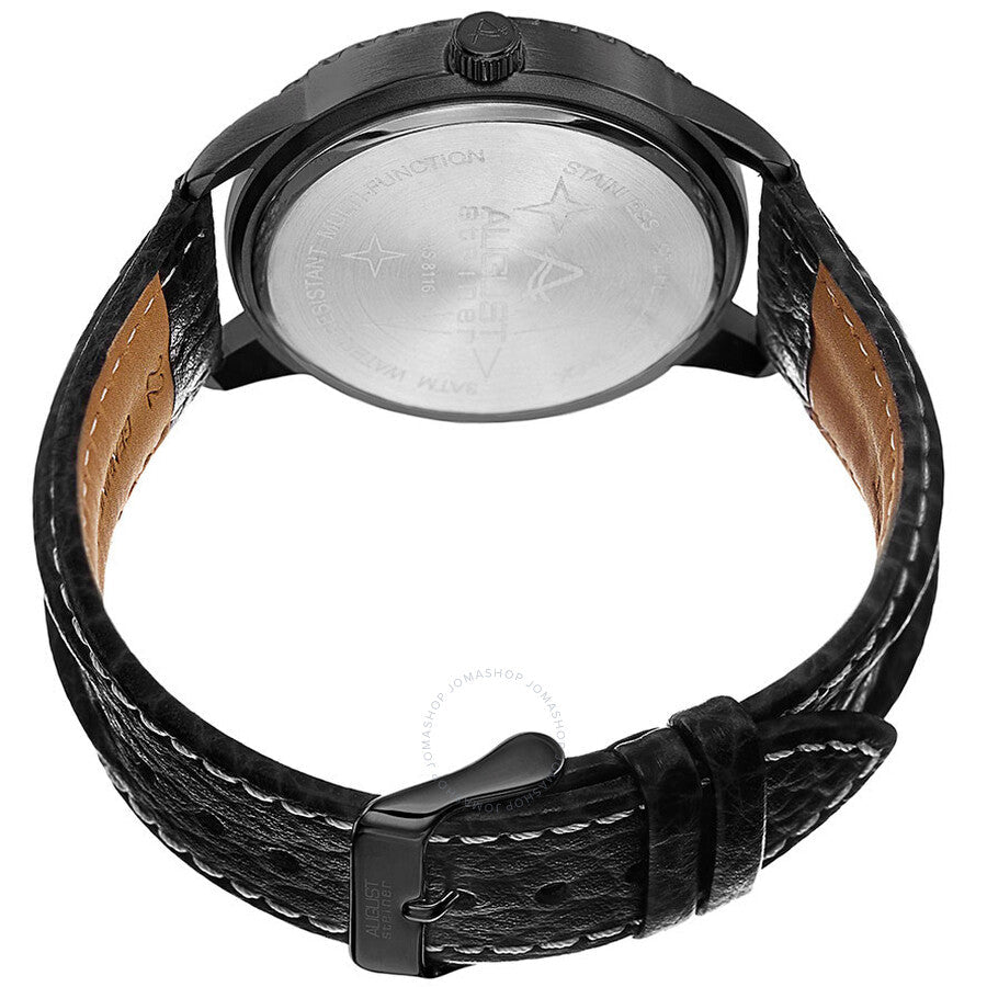 August Steiner Black Dial Black Leather Men's Watch AS8116BK - Dawson Watches #3