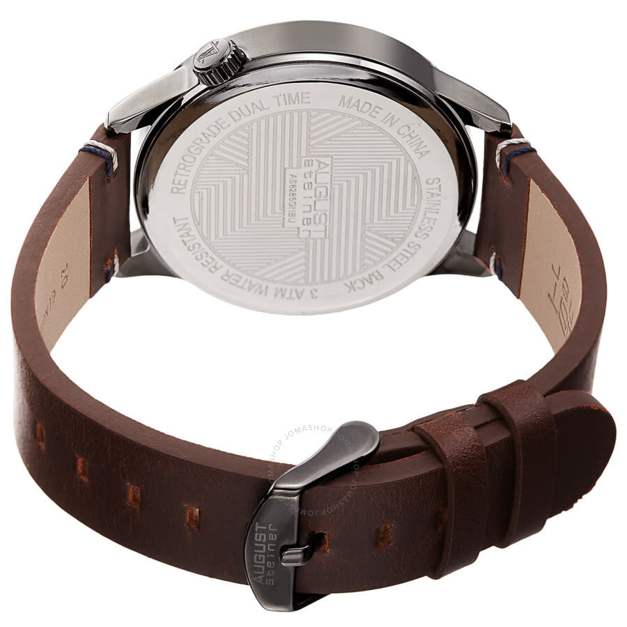 August Steiner Quartz Blue Dial Brown Leather Men's Watch AS8285GNBU - Dawson Watches #4