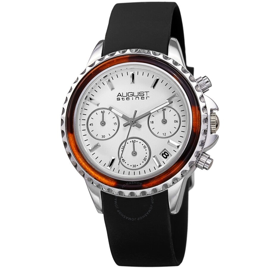 August Steiner Chronograph Quartz White Dial Ladies Watch AS8268BK - Dawson Watches
