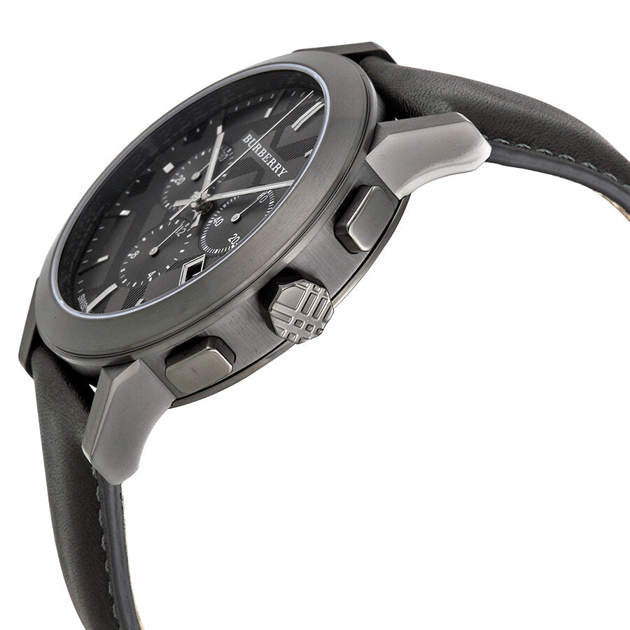Burberry Chronograph Dark Grey Dial Dark Grey Leather Men's Watch BU9364 - The Watches Men & CO #2