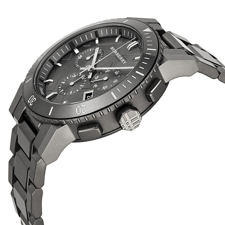 Burberry Chronograph Gunmetal Dial Grey Ion-plated Stainless Steel Men's Watch BU9381 - The Watches Men & CO #2