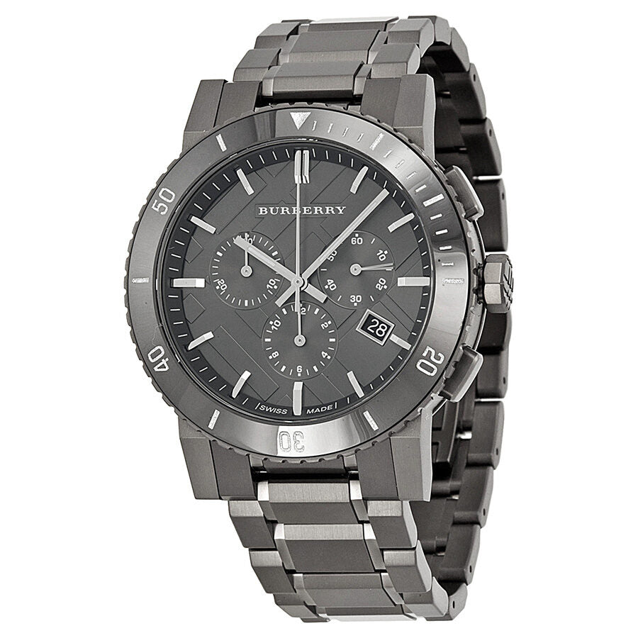 Burberry Chronograph Gunmetal Dial Grey Ion-plated Stainless Steel Men's Watch BU9381 - The Watches Men & CO
