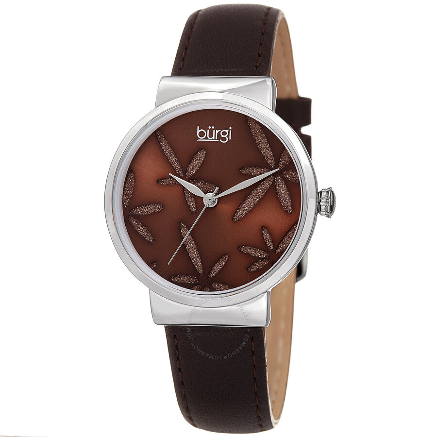 Burgi Sparkling Flower Quartz Brown Dial Ladies Watch BUR191BR - Dawson Watches