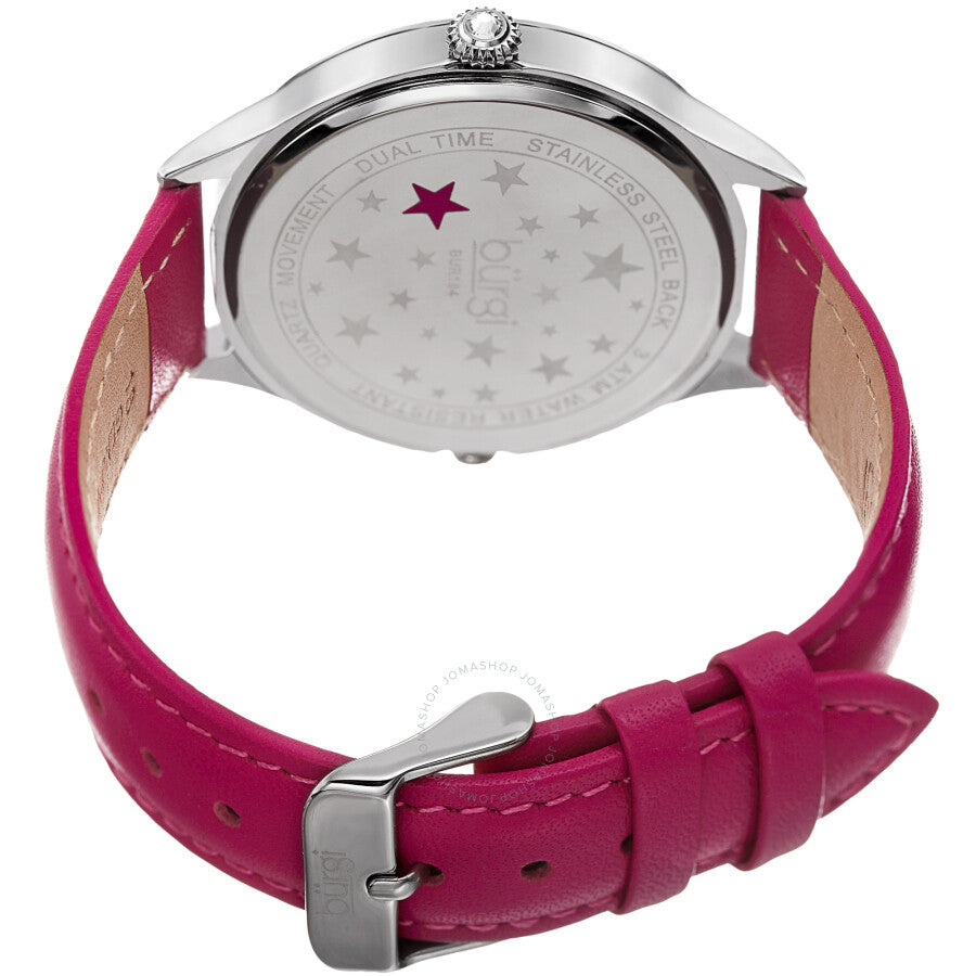 Burgi Dual Time Quartz Crystal White Dial Ladies Watch BUR184PK - Dawson Watches #4