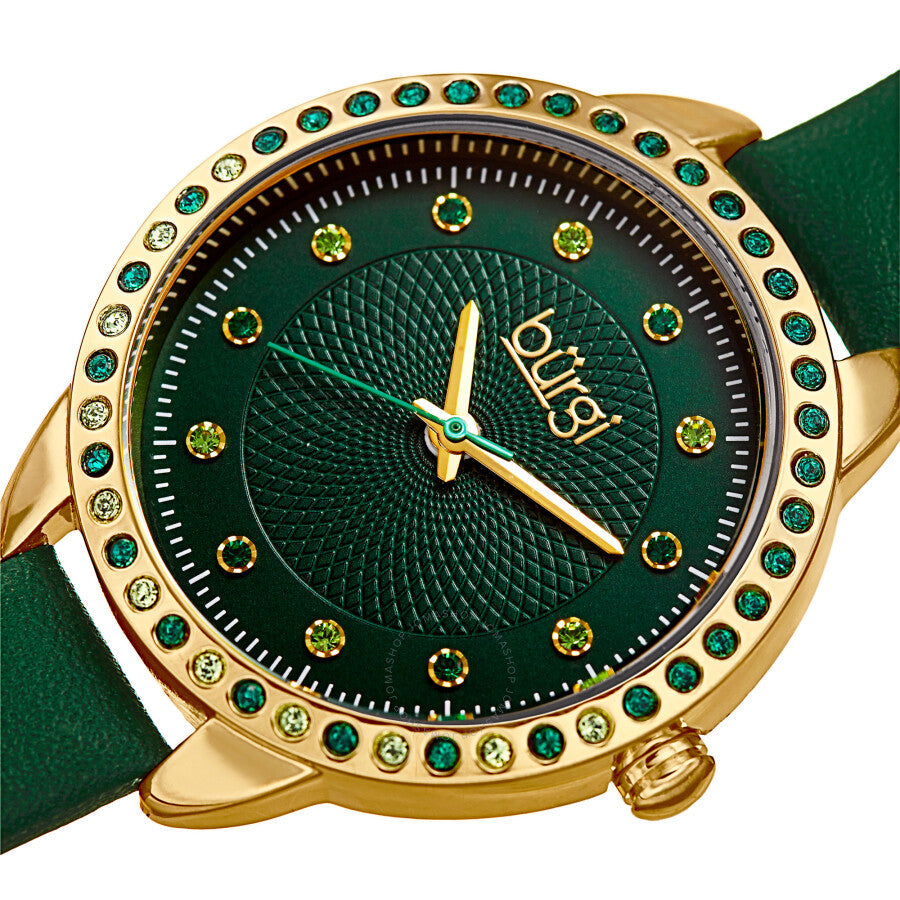 Burgi Quartz Green Dial Green Leather Ladies Watch BUR161YGGN - Dawson Watches #2