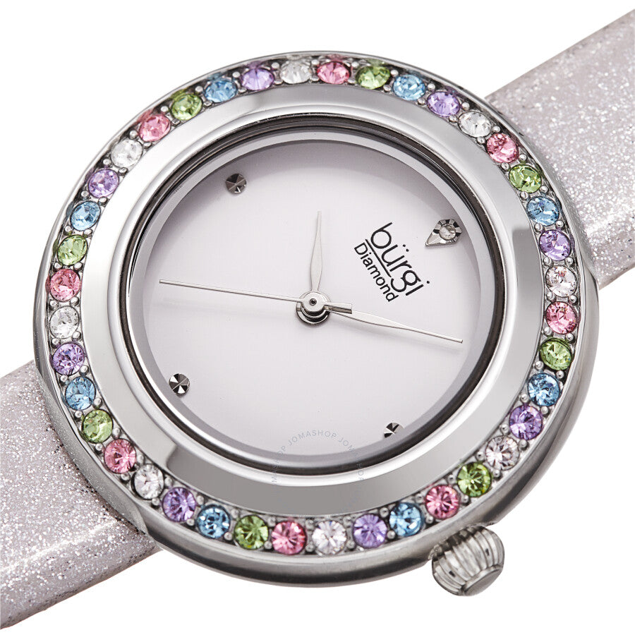 Burgi Quartz White Dial Silver Polyurethane Ladies Watch BUR265SS - Dawson Watches #2