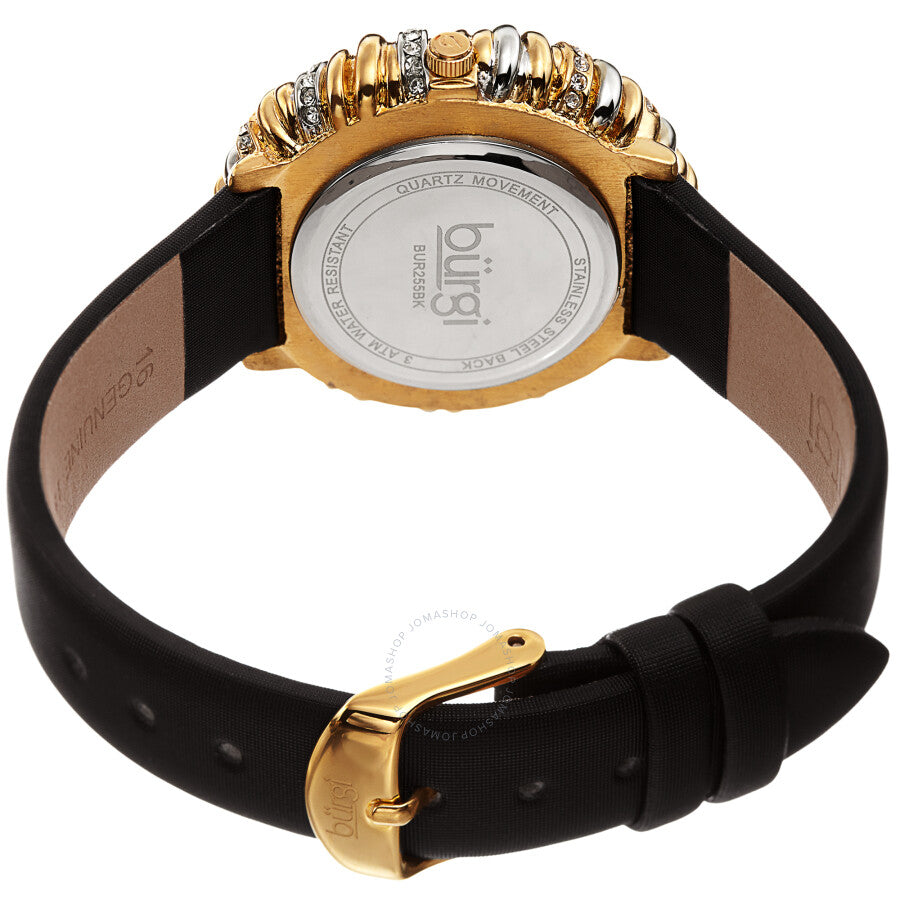 Burgi Twisted Bezel Quartz Crystal White Dial Ladies Watch BUR255BK - Dawson Watches #4