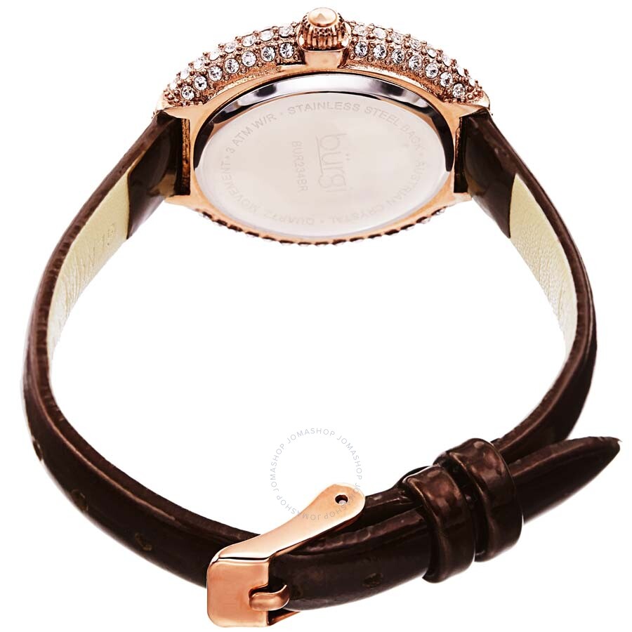 Burgi Crystal White Dial Brown Leather Ladies Watch BUR234BR - Dawson Watches #4