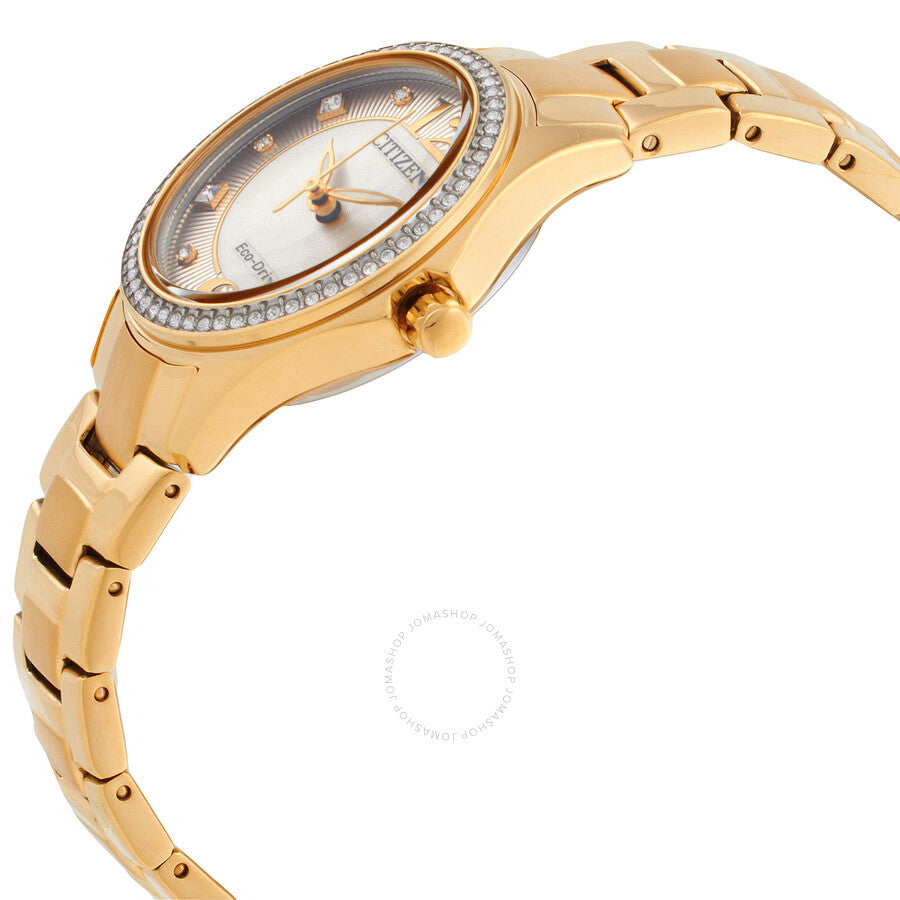 Citizen Crystal Eco-Drive Champagne Dial Ladies Watch FE1147-79P - The Watches Men & Co #2
