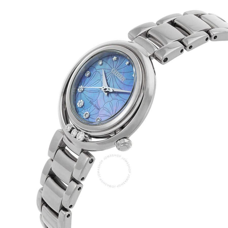 Citizen L Eco-Drive Diamond Mother of Pearl Blue Dial Ladies Watch EM1110-81N - The Watches Men & Co #2