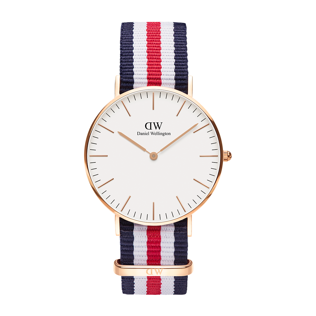 Daniel Wellington Canterbury 36mm White Dail Tricolour Nylon Strap Men's Watch - DW00100030
