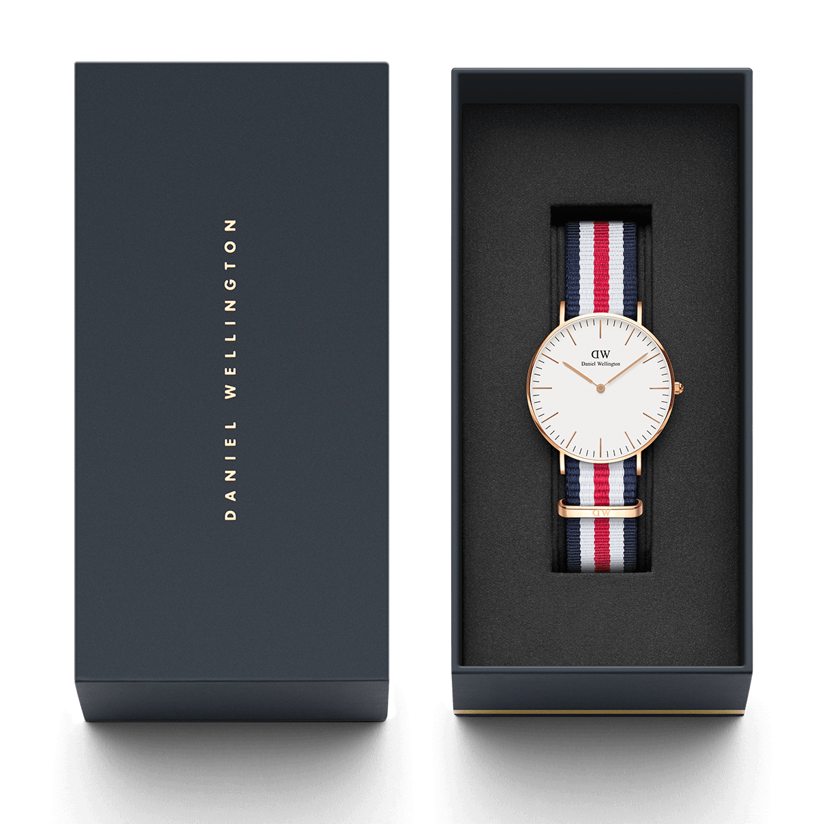 Daniel Wellington Canterbury 36mm White Dail Tricolour Nylon Strap Men's Watch - DW00100030