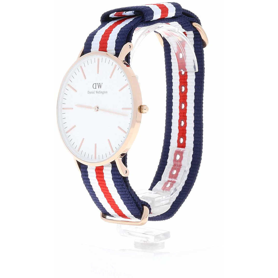 Daniel Wellington Canterbury 40mm White Dial Tricolour Nylon Strap Men's Watch - DW00100002