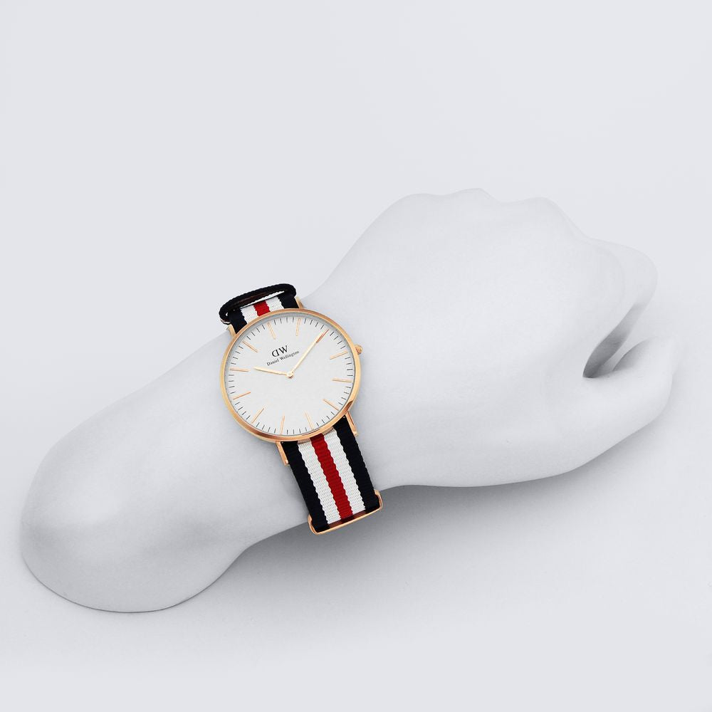 Daniel Wellington Canterbury 40mm White Dial Tricolour Nylon Strap Men's Watch - DW00100002