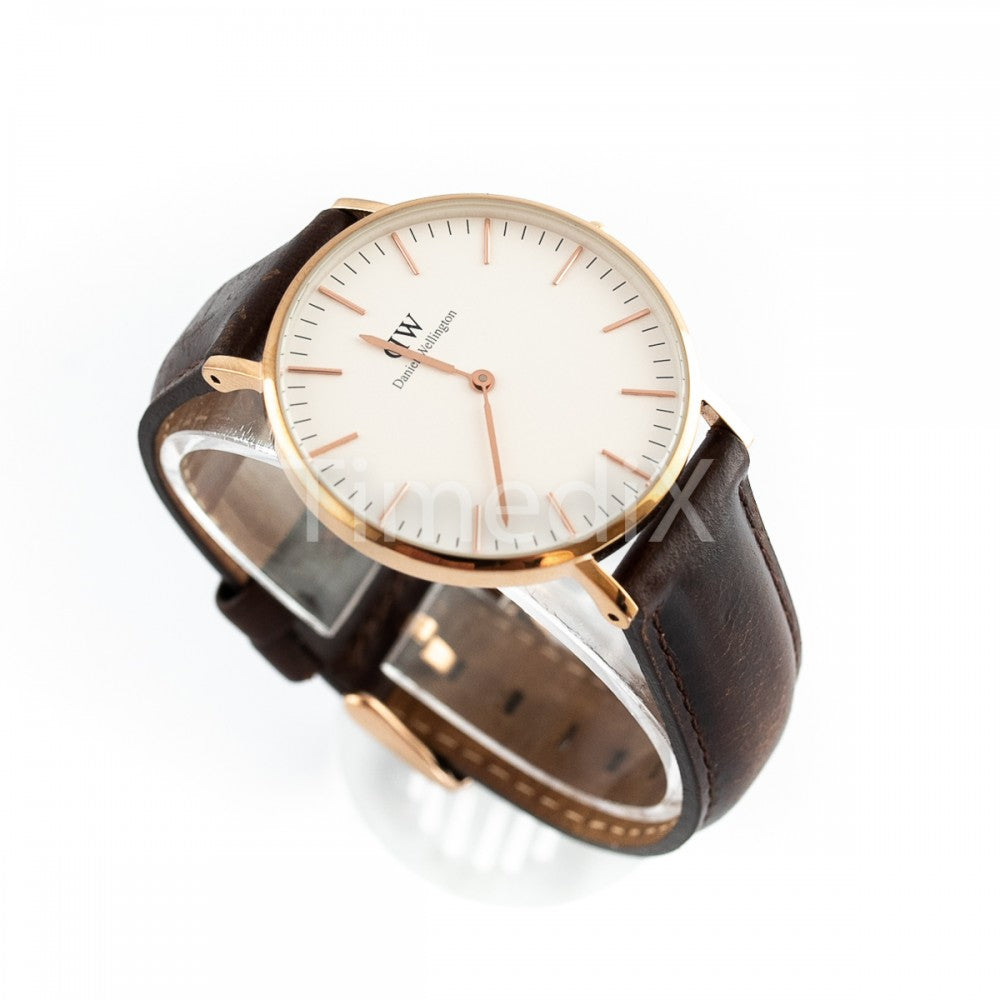 Daniel Wellington Classic Bristol 36mm White Dial Dark Brown Genuine Leather Women's Watch - DW00100039