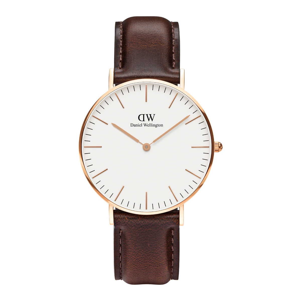 Daniel Wellington Classic Bristol 36mm White Dial Dark Brown Genuine Leather Women's Watch - DW00100039