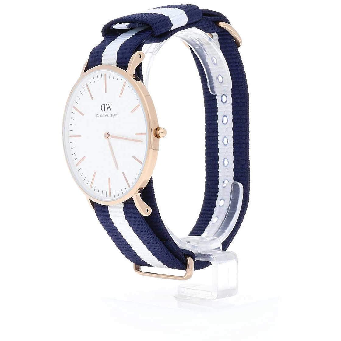 Daniel Wellington Glasgow 40mm White Dial Blue and White Nylon Strap Men's Watch - DW00100004