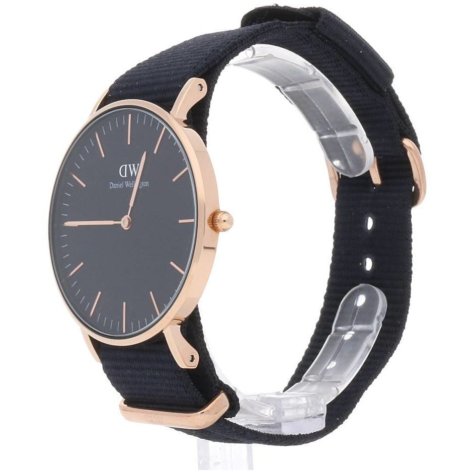 Daniel Wellington Cornwall 36mm Rose Gold Bezel Black Nylon Women's Watch - DW00100150