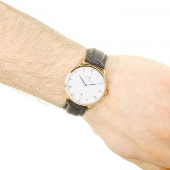 Daniel Wellington Dapper Reading 38mm White Dial Black Genuine Leather Men's Watch - DW00100107
