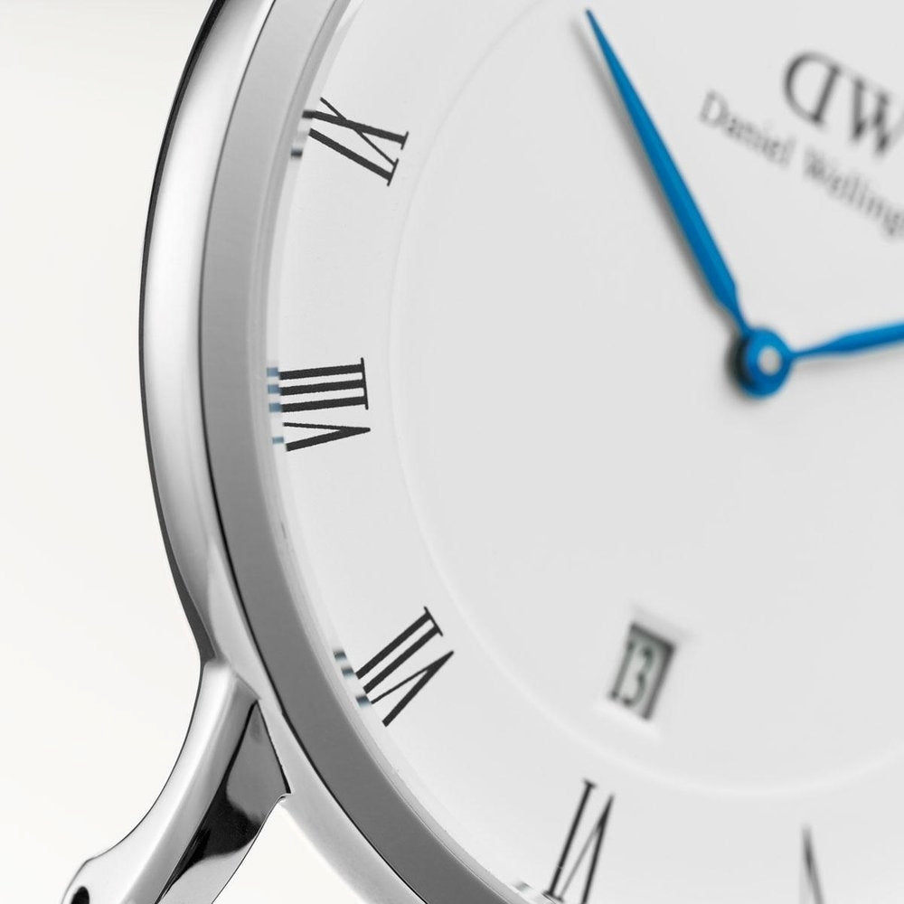 Daniel Wellington Dapper Reading 38mm Silver Bezel Black Genuine Leather Men's Watch - DW00100108