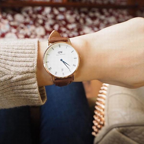 Daniel Wellington Dapper St Mawes 38mm White Dial Brown Genuine Leathert Men's Watch - DW00100091
