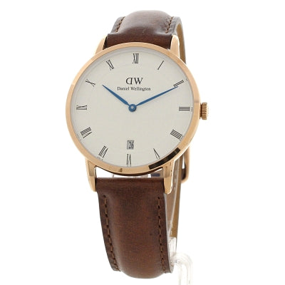 Daniel Wellington Dapper St Mawes 38mm White Dial Brown Genuine Leathert Men's Watch - DW00100091